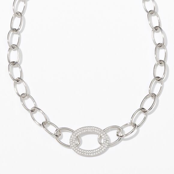 Touchstone Crystal by Swarovski, Bold Vision Necklace Rhodium 15-18" 2426N - Picture 1 of 5